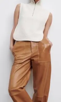 Zara‎ Off White Cream Sleeveless Half Zip Open Side Jacket Top Size M/L