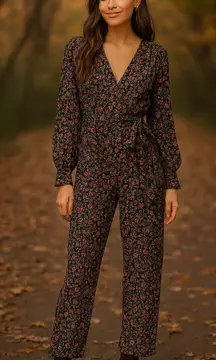 Rebecca Taylor LA VIE Gitane Wrap V-Neck Floral Jumpsuit Small Cottagecore Fairy