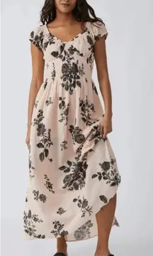 Free People Forget Me Not Light Pink Floral Midi Dress