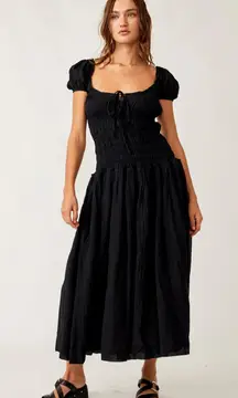 FREE PEOPLE Feeling Bonita Midi Dress in Black Size Large