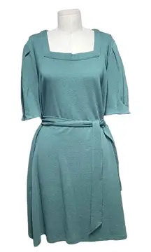 Anthropologie Current Air Dress Puff Sleeve Tie Waist Pullover Green Size‎ Large