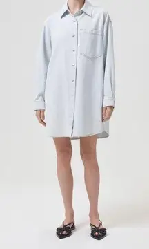 AGOLDE Mazie Long Sleeve Nonstretch Denim Shirtdress in Wash Vague Size Medium