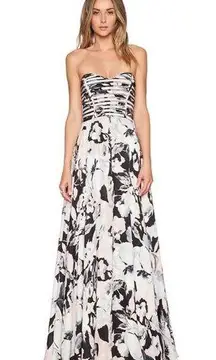 Parker Women's Floral Maxi Dress Size 2 Black Sleeveless Formal Gown