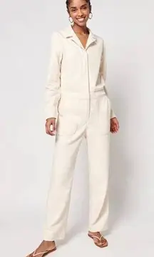Faherty Overland Twill Jumpsuit Womens Small Natural Ivory Cream Casual NWT
