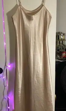 Farr West Beige Shiny Slip Dress Size 34 / 8