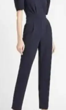 Express Black Puff Sleeve V neck straight leg ankle Jumpsuit Size SMALL