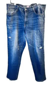 Pink Diamond Jeans‎ Womens 20 Dark Wash Denim Straight Distressed Normcore Y2K