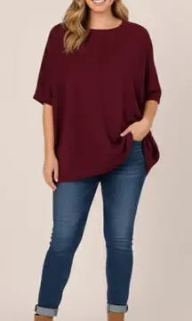 Andree By Unit Boxy Oversized Crimson BrickRed Sweater 1X/2X NEW