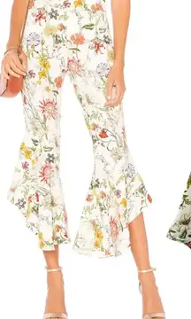 Parker Zizi Pant in Sangria Floral Botanical Flared Bell Bottom Cream Size 8‎