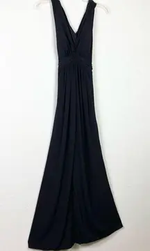 White House | Black Market WHBM Black Twist Front Open Back Sleeveless Slitted Maxi Formal Dress Size 00