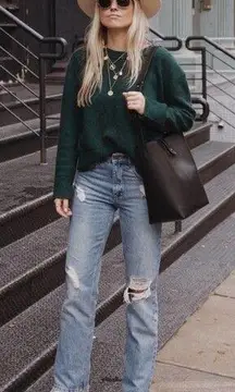 Jenni Kayne Atlas Sweater Teal Green Merino Wool Camel Hair Blend Women’s Small