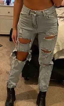 Nasty Gal Distressed Mom Jeans