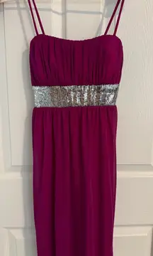 City Triangles Strapless Magenta Dress with Silver Band