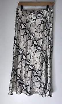 Dance & marvel snake skin print satin midi maxi skirt large
