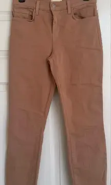 L’AGENCE High Waist Raw Hem Straight Leg Pants Jeans Pink Dust Size 25