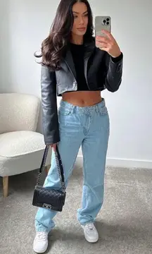 ZARA Faux Leather Cropped Blazer