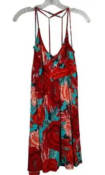 NWT Body Glove Dress Size Large Ivy Floral Red Hawaiian Strappy Beach Vacation