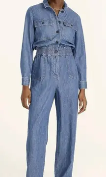 J. Crew Cinched-waist Denim Jumpsuit Utility Boiler Suit NWT FLAW** Size‎ 0