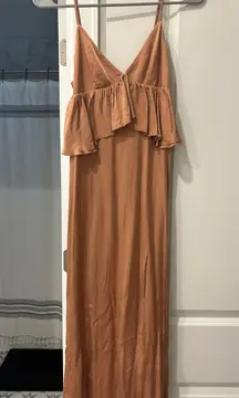 Bronze Satin Maxi Dress