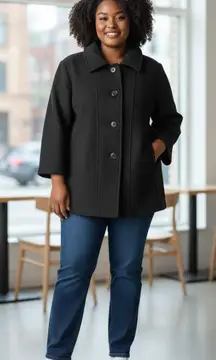 London Fog Heathered gray Pea Coat with scarf