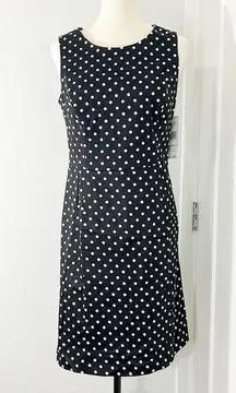 New Jones Wear Dress Size 10 Black and White Polka Dot Sleeveless Sheath Dress