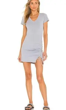 NWT Monrow Shirred‎ Front Cap Sleeve Mini Dress small Good Grey Revolve Sold Out
