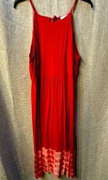 LOFT Red/Orange tie dye bottom Halter Maxi Dress size Large