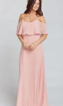 NWT Show Me Your Mumu Caitlin Ruffle Maxi Dress in Rosebud Chiffon