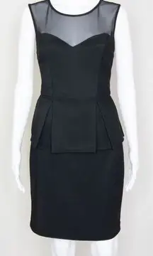 Bisou Bisou black mesh sheer top peplum dress, women's size 4‎