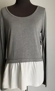 Gap sz S gray white layered blouse‎ top