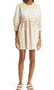 Apiece Apart Aldea Smocked Organic Cotton Minidress