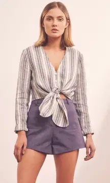 THE Fifth Label Guide Stripe Top Tie Front Blouse NWT S‎