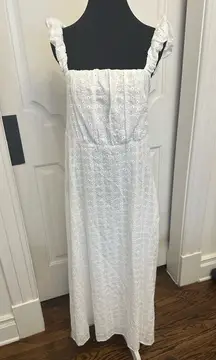 Arula C White Eyelet Tie Back Maxi Dress Altar’d State Plus Size NEW
