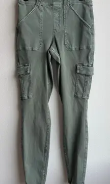 Spanx Cargo Pants Womens Size Large Green Stretch Twill Ankle 29311R Compressive