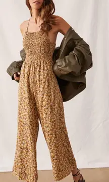 Anthropologie Faithfull Saveria Jumpsuit Brown Calico Floral $185 6 8