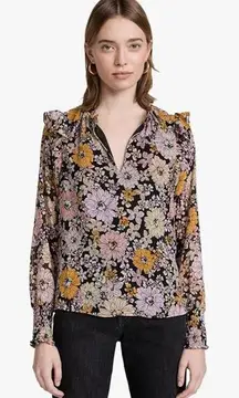 BB Dakota RD Style Floral Ruffle Blouse Long Sleeve‎ V-Neck Top Bohemian Small