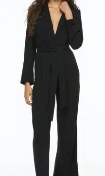 Conscious Black Long Sleeve V-Neck Jumpsuit with Tie Belt - NWT