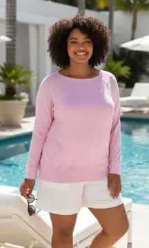 Nike Dri-FIT Pink Long Sleeve Raglan Pullover Sweatshirt Workout Womens Medium #