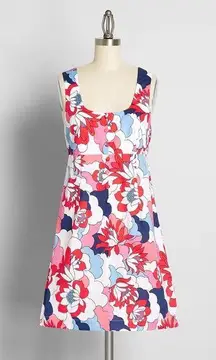 Modcloth  x Barbie Retro Repercussions Babydoll Dress NEW 26W Cloud Floral