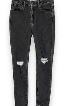 Levi's‎ High Rise Skinny Jeans Faded Black Size 29 Distressed Holes Knees Denim