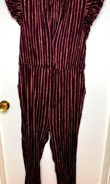 Ulla Johnson Elio Jumpsuit, Copper w/ Metallic Gold Stripe. Size 12