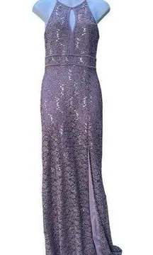 NWT Morgan & Co deep lavender (mocha) sequined maxi evening dress