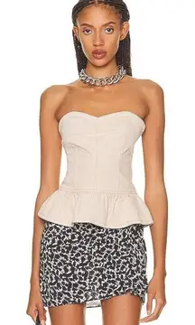 Isabel Marant Etoile Solizinia strapless denim peplum top