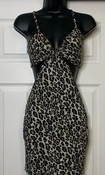 Charlotte Russe Leopard Print Cut Out Mini Dress