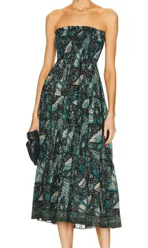 Ulla Johnson Lucca Strapless Coverup Dress in Midnight Jade