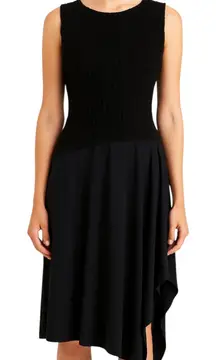 Sarah Pacini Asymmetrical Dress Sleeveless Embossed Detail Viscose Black 2