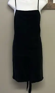 ZARA Black Pull-On Spaghetti Strap Cotton Romper w/ Attached Belt Straps- Large