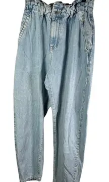 Zara Mom‎ Jeans Womens Size 6 Light Wash Denim Paper Bag Waist High Rise