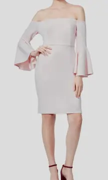Betsey‎ Johnson Women's Pink Off-Shoulder Bell Sleeve Sheath Dress. Size: 4
