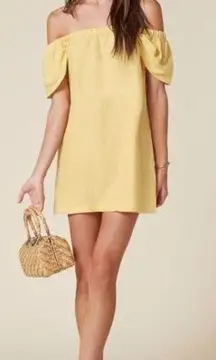 Reformation Jony Dress Size XS Pastel Yellow Off The Shoulder Linen